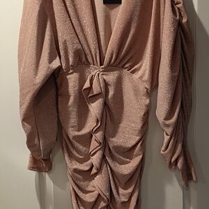 Fashion Nova Sparkling Pink Ruched Mini Dress